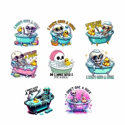 Skull Theme Iron Heat Transfer Sticker For Clothing Jacket Bath Duck DTF Transfer Patches For T-Shirts DIY Cartoom Design Animal