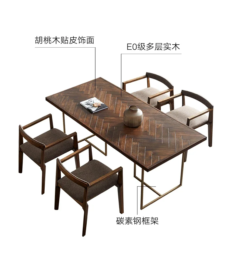 Living Room Small Apartment Dining Tables and Chairs Set Light Luxury Home Nordic Solid Wood Square Dining Table