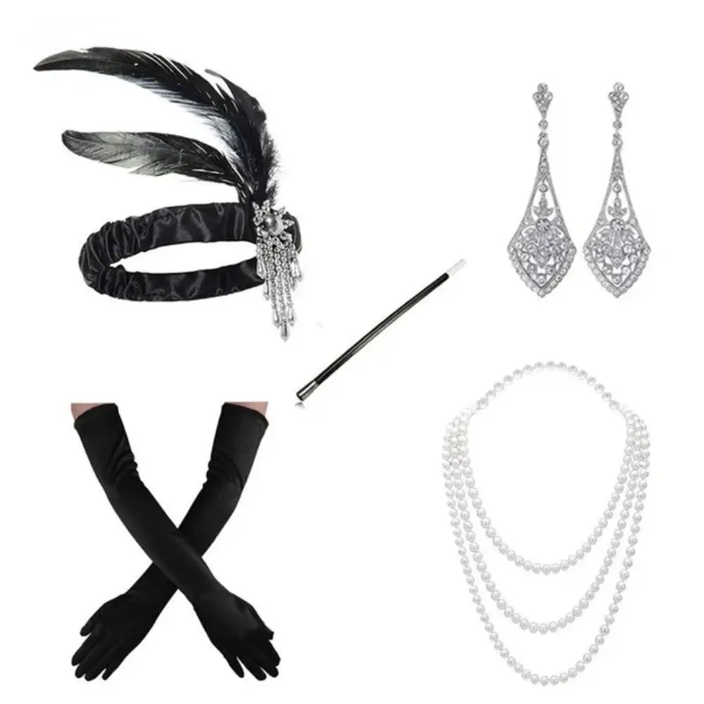 1920 accessori per capelli Cosplay Vintage Charleston Costume Gatsby Party Feather Headpiece Hair Band Flapper Hair Feather Headband