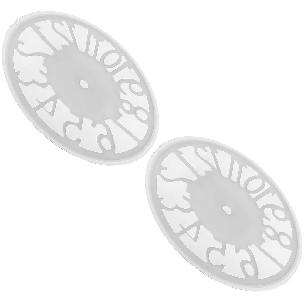 

2 Pcs Small Silicone Molds Clock Epoxy Diy Crafts Making Resin Moulds for Plate Casting