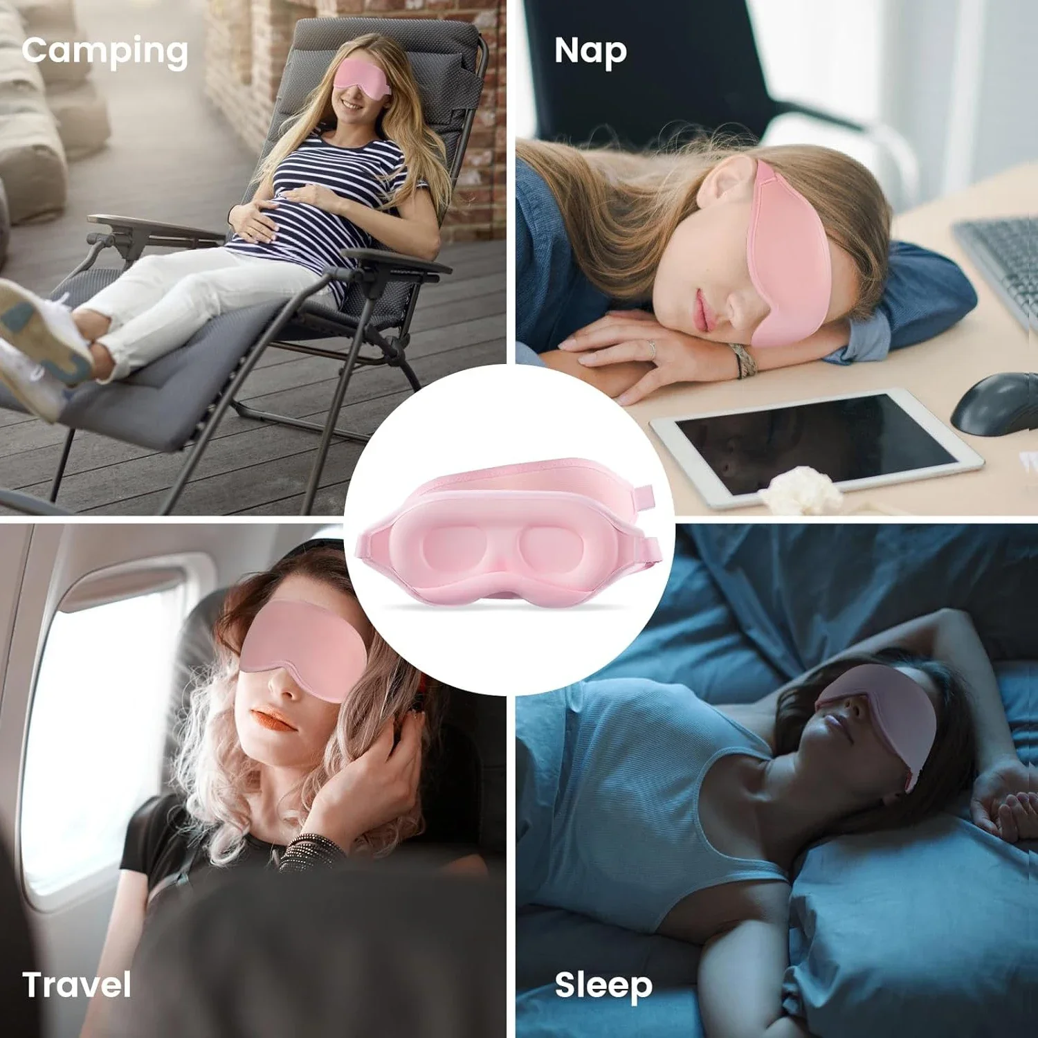 100% Light Blocking 3D Sleeping Eye Mask Soft Breathable Eye Shade Cover for Travel Zero Eye Pressure 3D Sleeping Mask