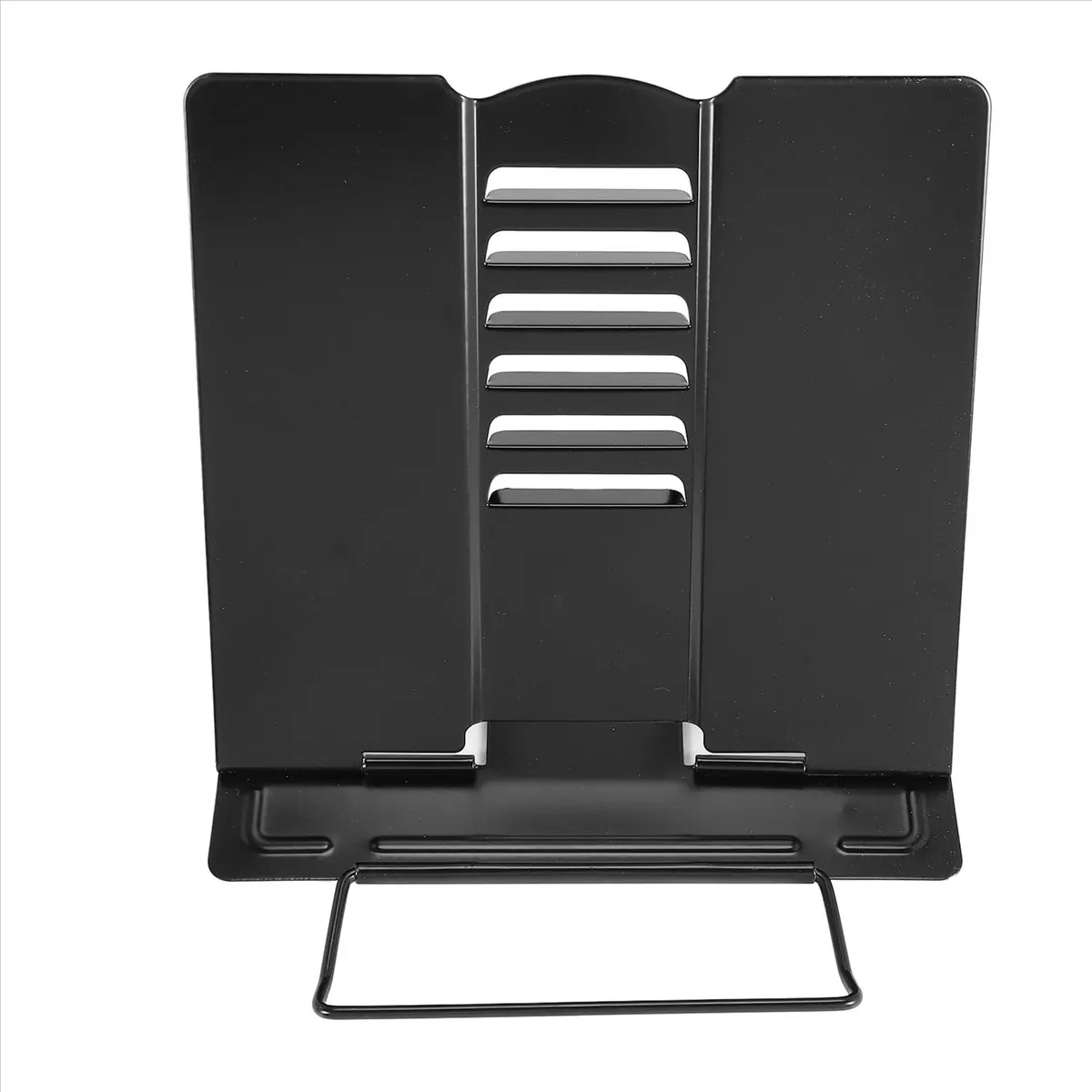 AT16 Desk Book Stand Metal Reading Rest Book Holder Angle Adjustable Stand Document Holder Portable Sturdy (Black)