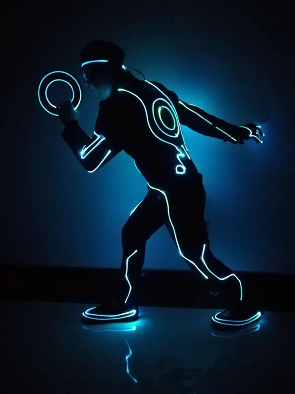 Tron legacy suits Color change with remote led  dance costume light up dress glowing jumpsuit