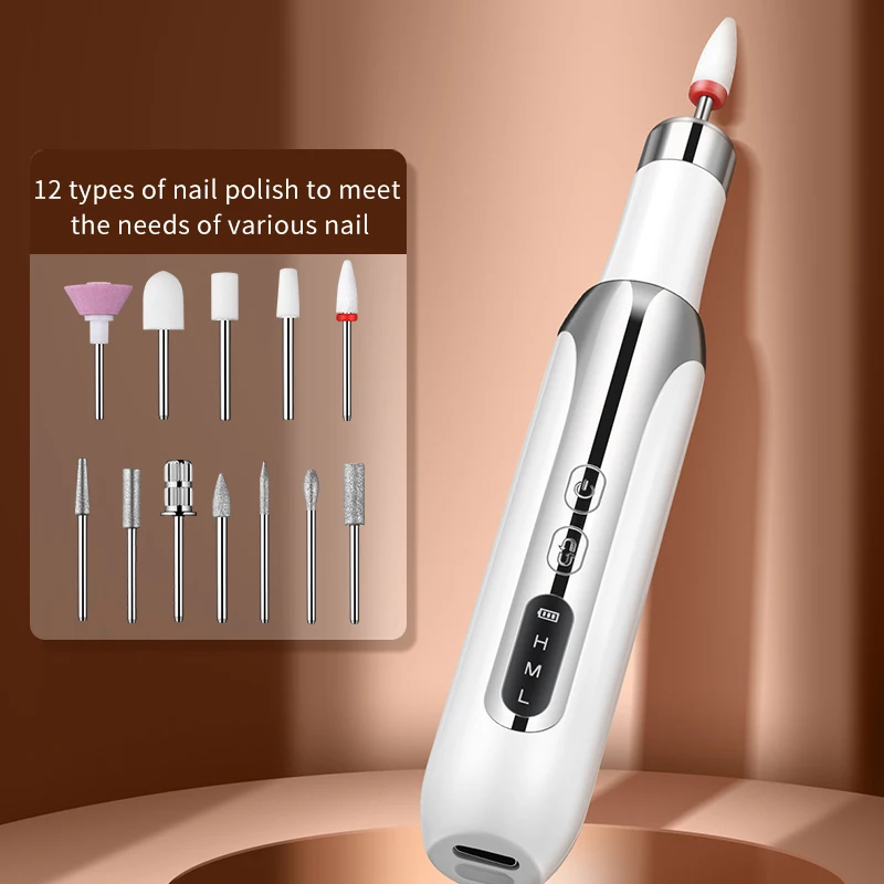 Set trapano elettrico professionale per unghie - Strumento per molatura pedicure e manicure per lucidatura di smalto gel Stampa CMH sulle unghie finte