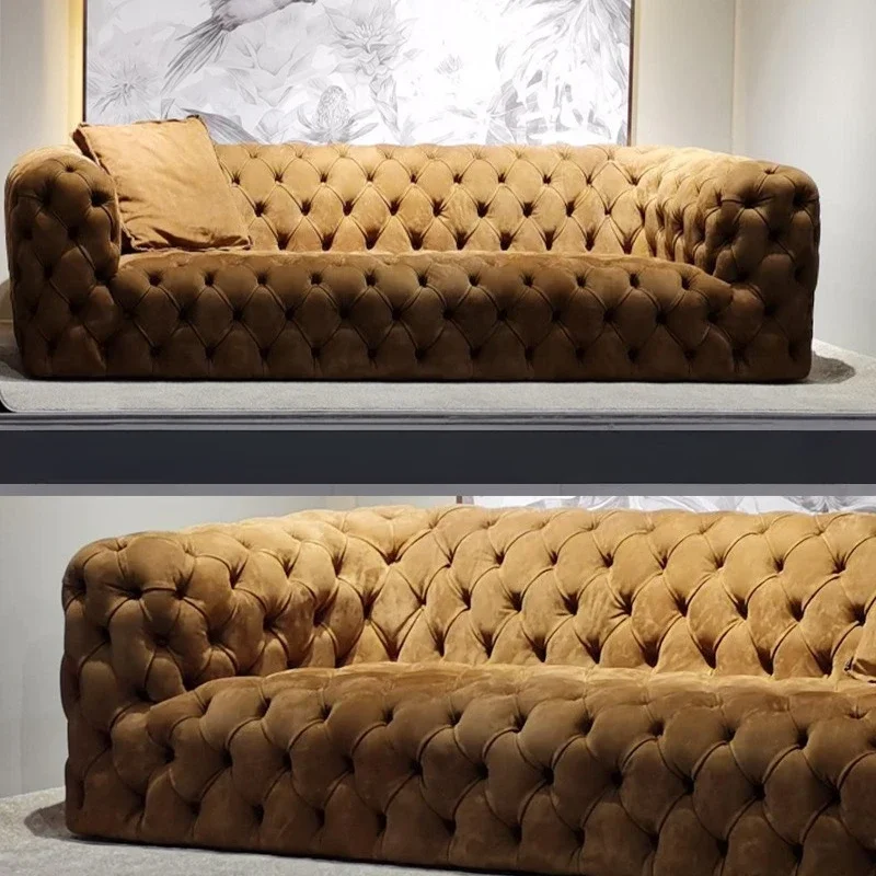 Light luxury matte leather three-person sofa