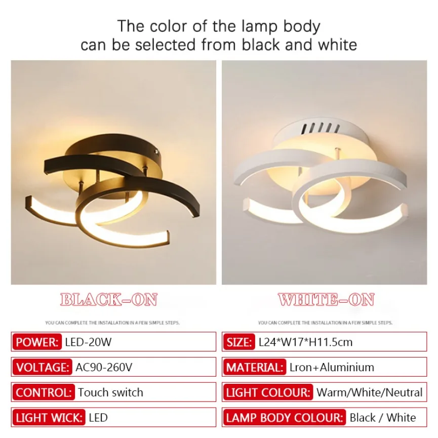 Modern Household LED Ceiling Light Remote Dimming Small Decor Ceiling Lamp Surface Installation Corridor Bedroom Aisle Light