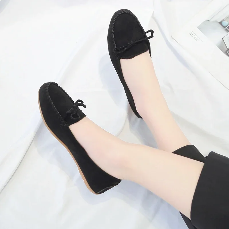 Modische Damen-Slipper mit Rundzehe und Schleife, Weiche Sohle, Slip-On Mokassins, Tägliche Freizeitschuhe – Detail 18