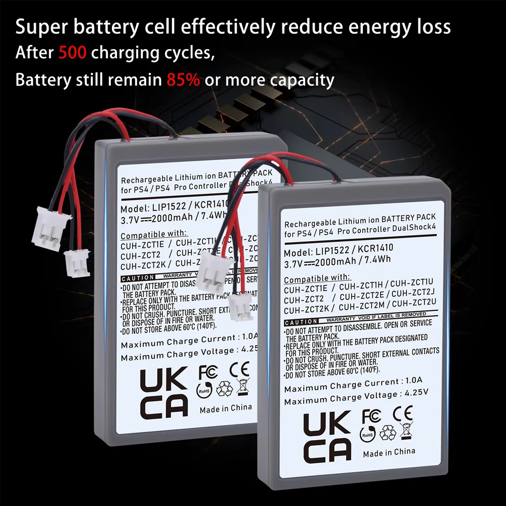 Durapro 2Pcs LIP1522 PS4 Battery Pack For Sony Playstation PS4 Controller Gamep…