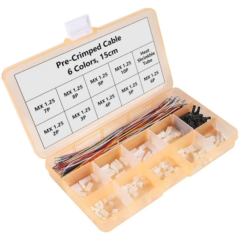 DT21 1.25mm Pitch Connectors Kit for Molex PicoBlade, 15cm Pre-Crimped Cables, JST Wiring Projects for Pixhawk APM