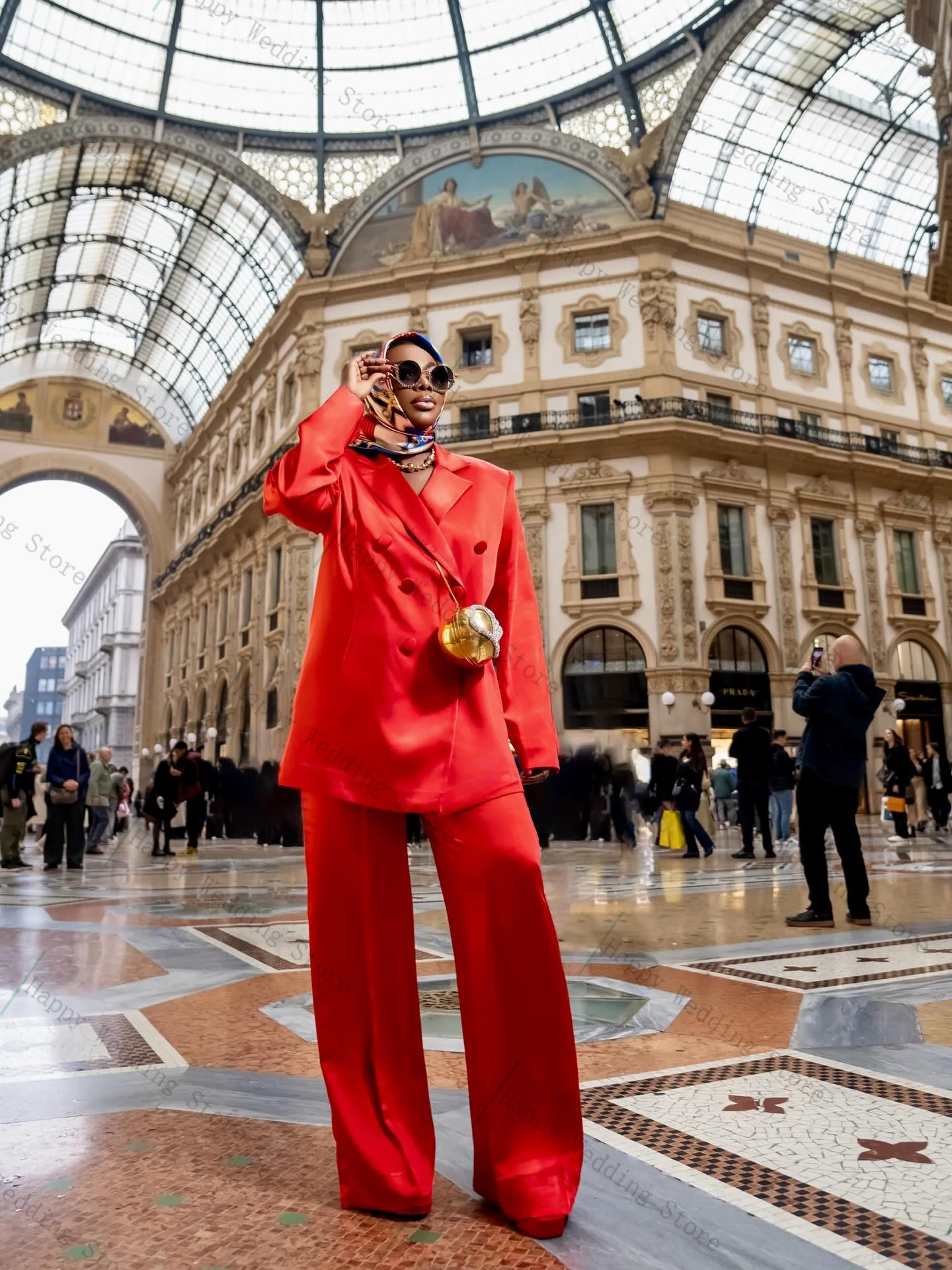 레드 여성 정장 세트 32 조각 블레이저 + 바지 바지 코튼 공식 더블 브레스트 오피스 레이디 맞춤형 웨딩 자켓 코트