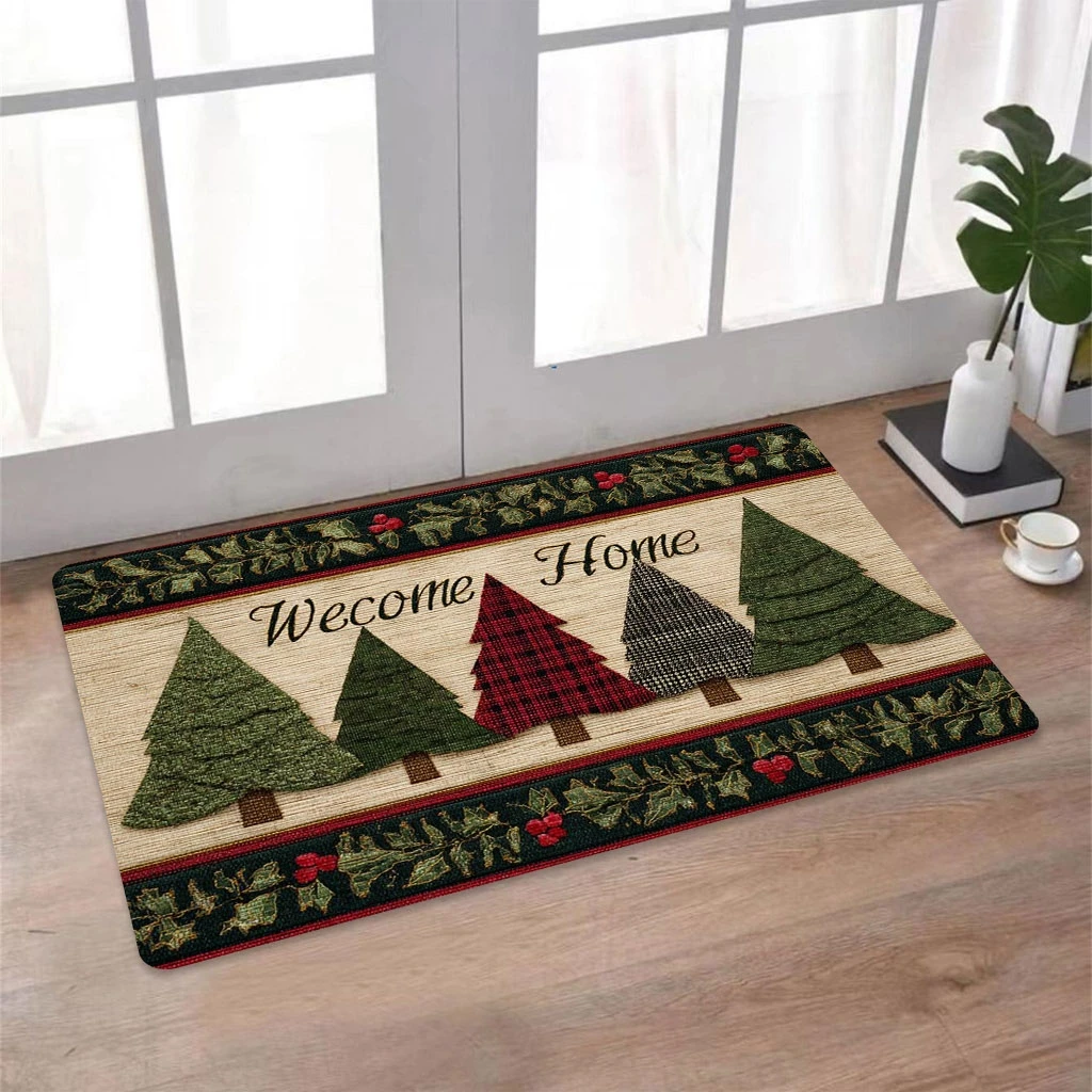 VIKAMA Gingerbread Man Christmas Door Mat Carpet Home Decoration Merry Christmas Non Slip Carpet Holiday Gift Pattern Home