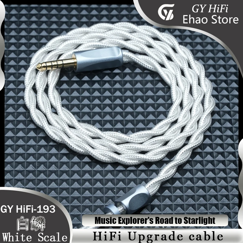 Kabel IEM GY-193 Biały, 2-żyłowy kabel do IEM, ulepszony kabel 3.5/2.5/4.4 MM MMcx/2Pin/IE900/N5005 do ZiiGaat Lush Studio 1DD+4BA IEM — zdjęcie produktu 2