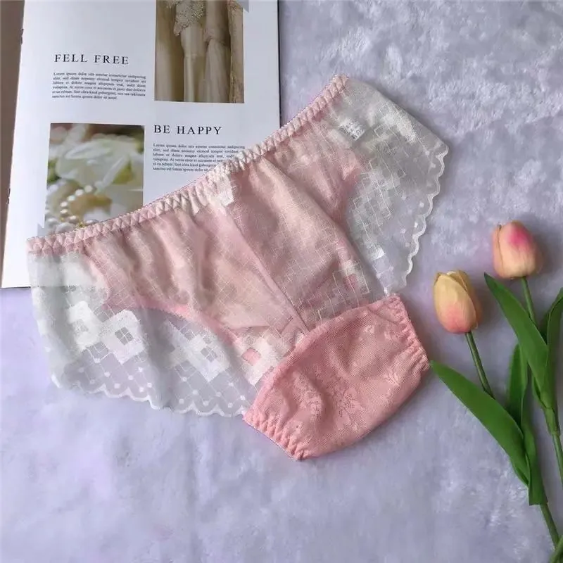 Men Lace See Through Sexy Briefs Crossdressing Lingerie Floral Print Underpants Convex Pouch LGBT Underwear Comfortable Panties