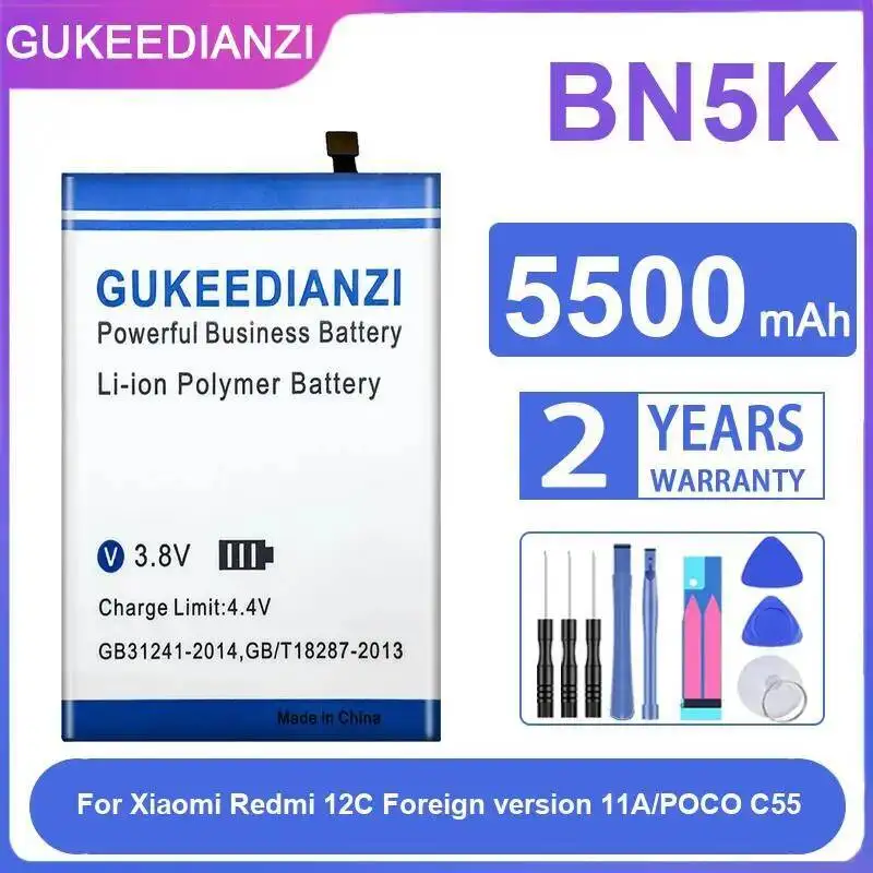 

5500Mah For Xiaomi Redmi 12C Foreign Version 11A Poco C55 Mobile Phone Battery BN5K High-Efficiency