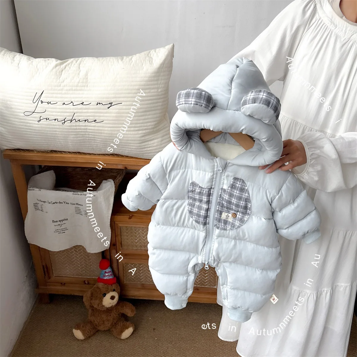 

Infant Baby Boy Rompers Winter 2025 Hooded Thick Warm Toddler Kid Boy Overalls Plaid Windproof Newborn Boy Bodysuits Parka