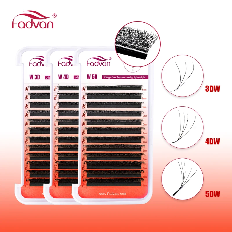 FADVAN W 3D 4D 5D 8-12/8-14mm 속눈썹 연장용 W형 C/D 컬 신제품 하이브리드 볼륨 메이크업 인조 밍크 속눈썹