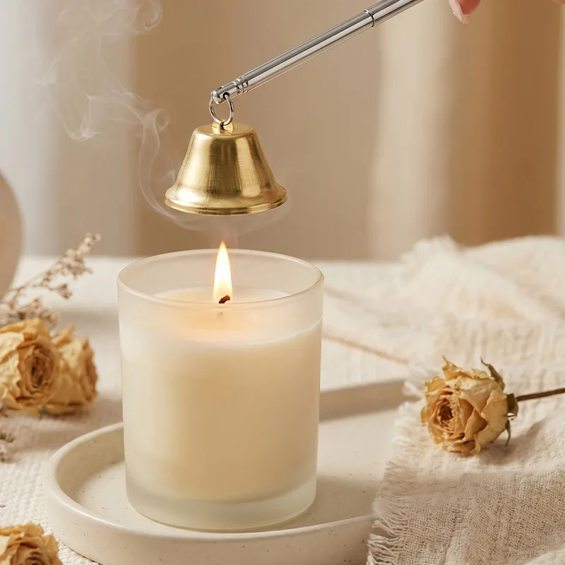Telescopic Candle Snuffer Stainless Steel Bell Shape Aromatherapy Candle Extinguisher Tool Gold Silver Color
