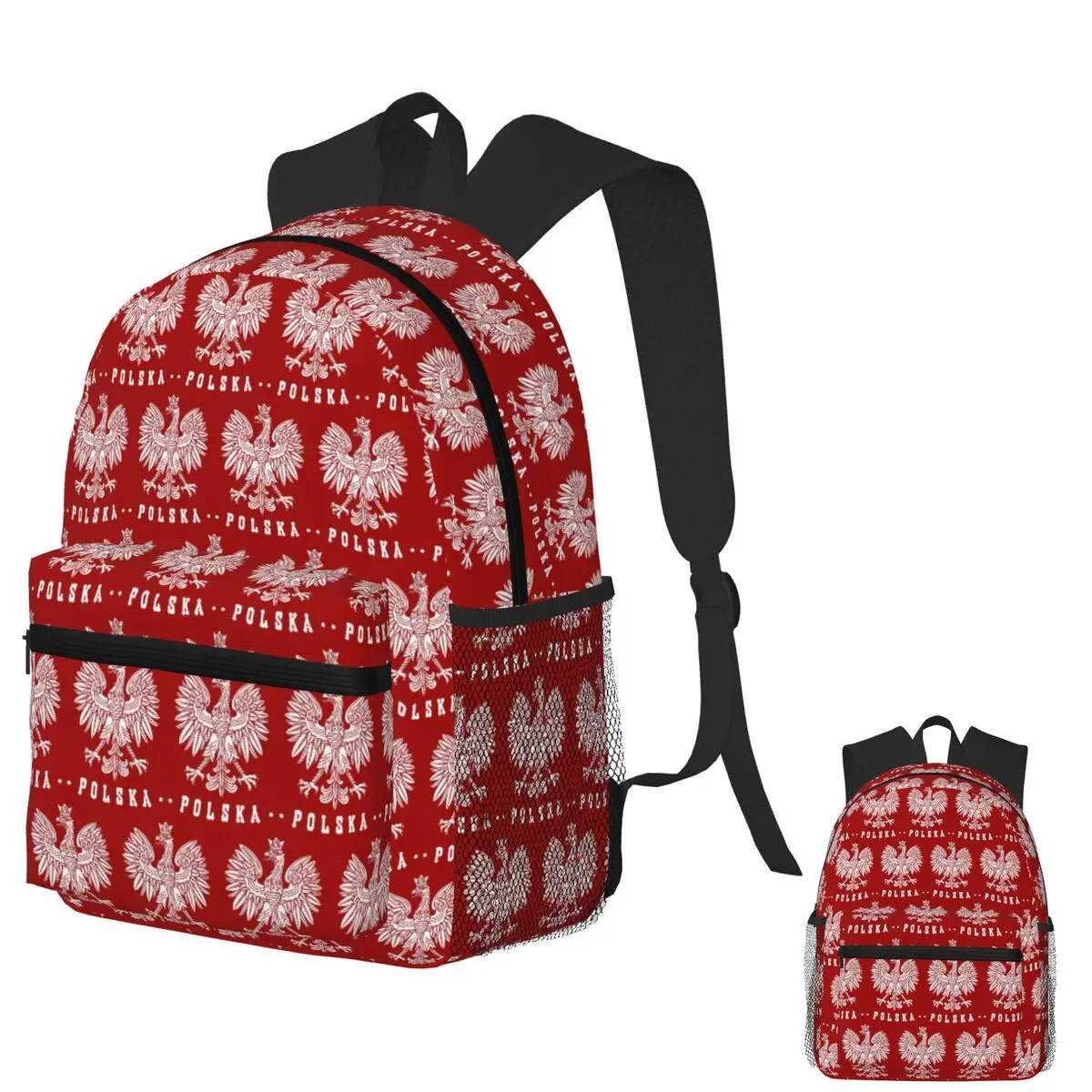 

Polska Polish Flag Poland Flag Student Backpack School Bag Hiking Travel Daypack for Men Women Fashion Bookbag Shoulder Bags