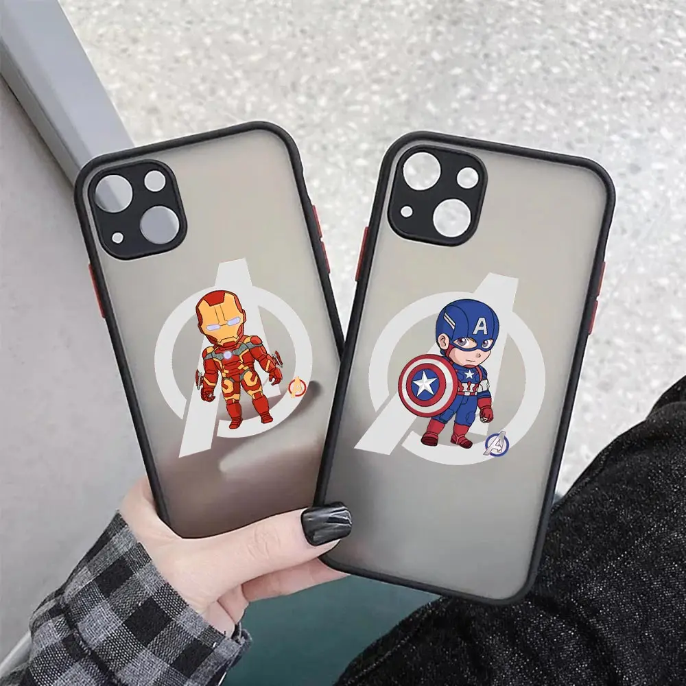 Avengers Case For iPhone 13 12 11 14 Pro Max SE XR XS X 7 8 Plus Silicone Clear Matte Cover Ironman Captain America Funda Marvel