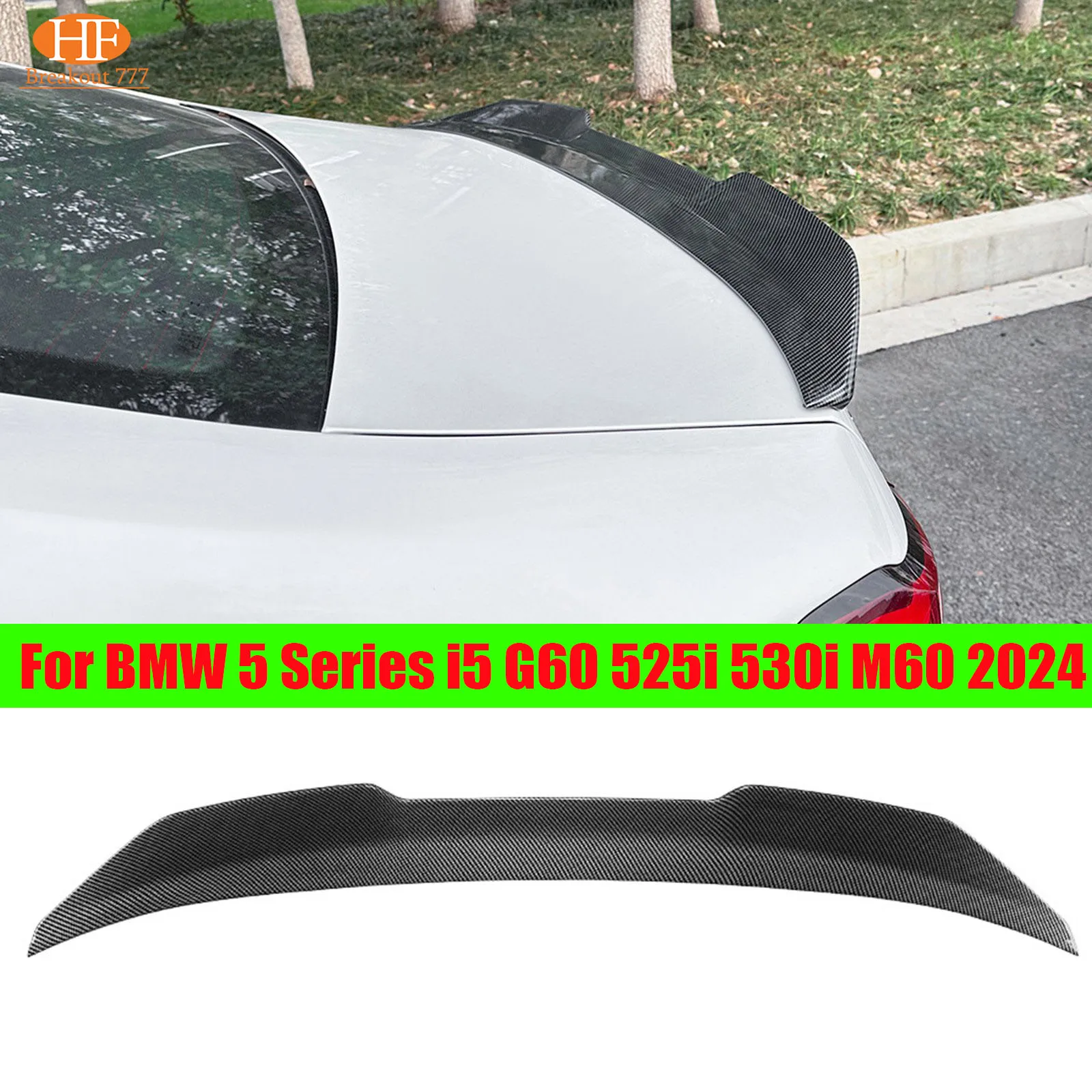 

For BMW 5 Series i5 G60 525i 530i M60 2024 Rear Trunk Spoiler Wing Glossy Black Rear Boot Lip Cap Spoiler Wing Bodykit