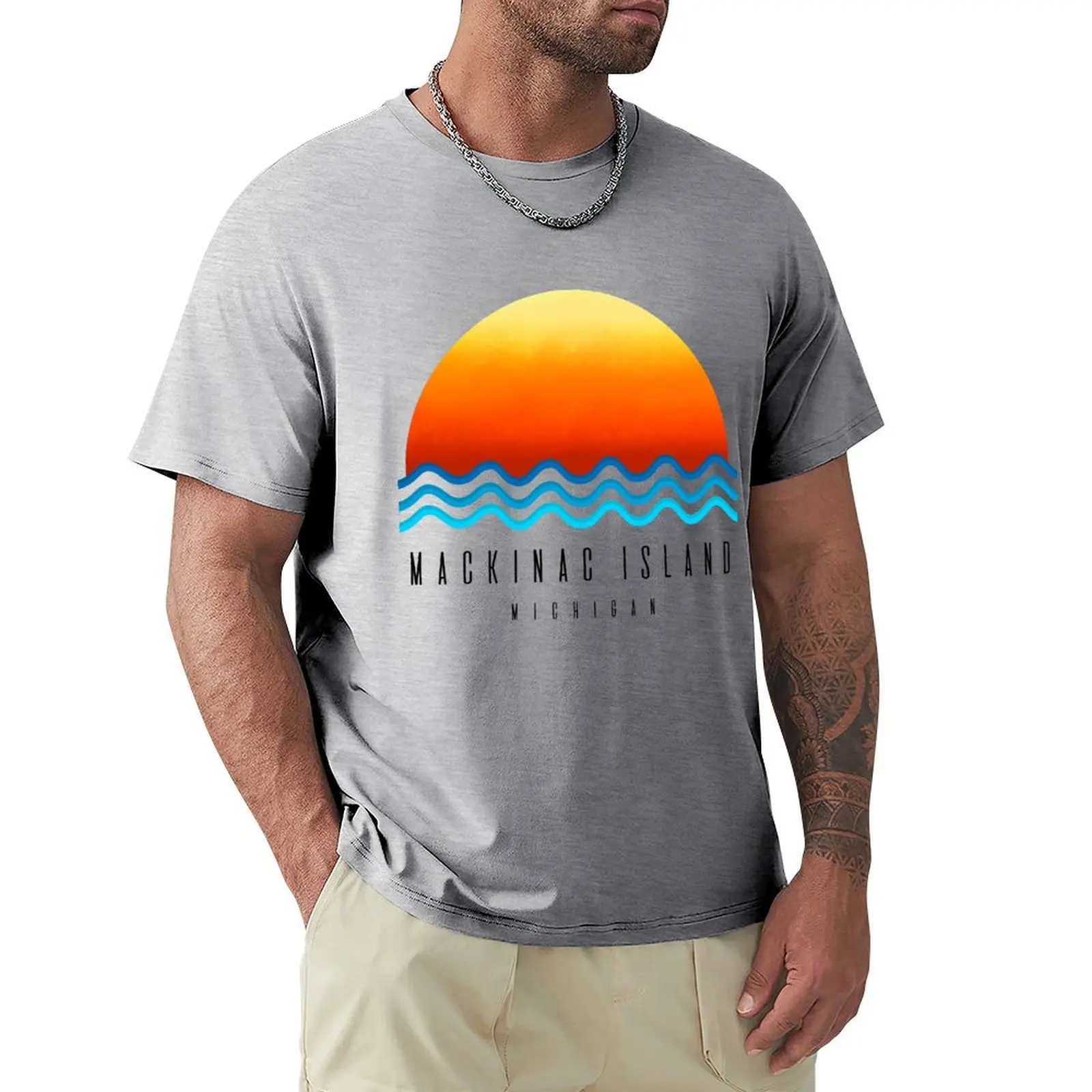 Mackinac Island Sunset T-Shirt blacks summer tops mens cotton t shirts