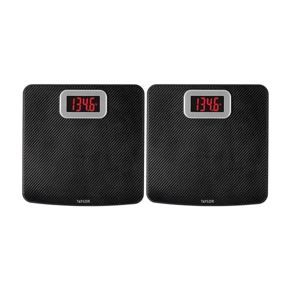 

High Capacity 400 LB Digital Scales with Carbon Fiber Anti-Slip Mat, Red LED Display, Auto On/Off, 11.8 x 11.8, Black (2-Pack)
