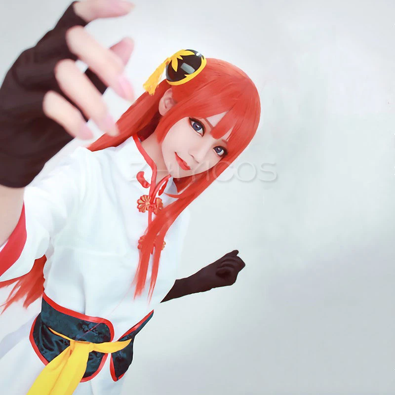 日本アニメ銀魂コスプレ衣装神楽コスプレチャイナドレス衣装 + かつら