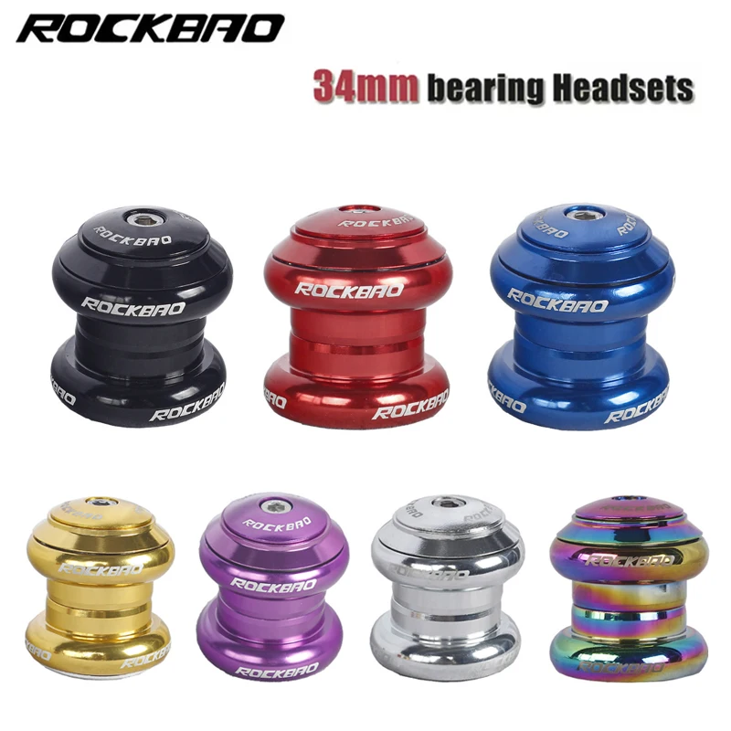 ROCKBAO-MTB Bicycle Headset, 2 Bearing Sealed Cap, Alloy Mountain Bike Parts, Threadless Fork Stem, 34mm, 28.6mm