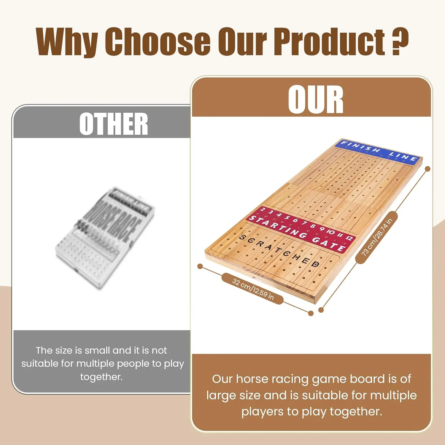 Jogo de tabuleiro dobrável de corrida de cavalos de 28' para adultos, tabuleiro de xadrez de madeira com 11 cavalos de metal, chips, dados, cartas – tampo de mesa clássico ga