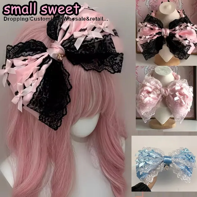 

28 см ручной работы Y2K кукла для девочек с рюшами розовая кружевная повязка на голову Лолита готическая многослойная повязка для волос в стиле Харадзюку аксессуары для волос принцессы KC