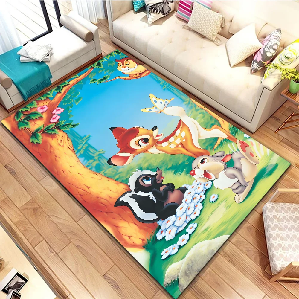 Cartoon B-Bambi Floor Mat Graphic Printed Flannel Doormats For Bathroom Kitchen Entrance Carpet Home Decor