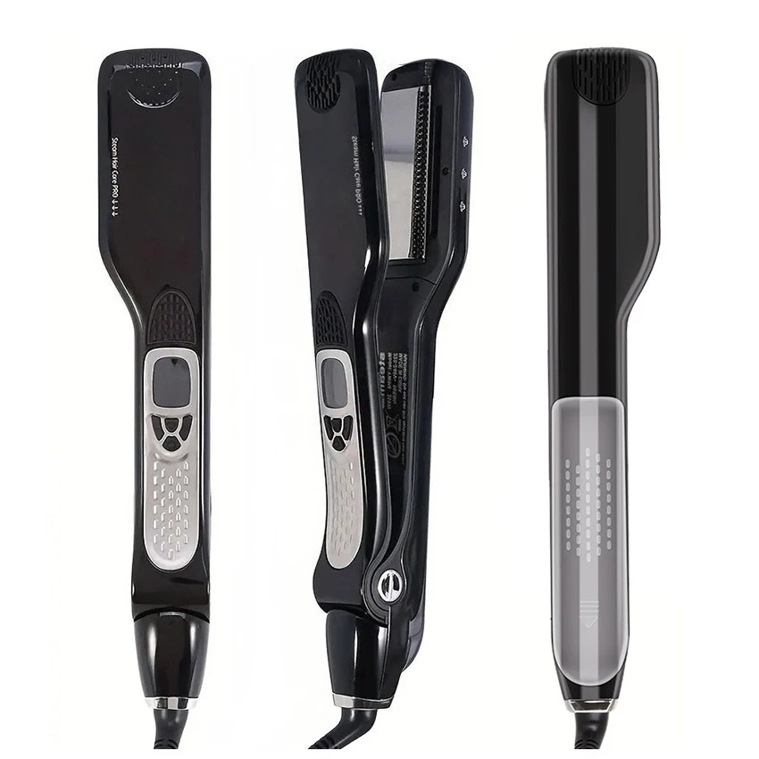Steam Hair Straightener Brush Ceramic Flat Iron Professional Hair Straightening Iron Comb Electric Hair Crimper Heating Comb