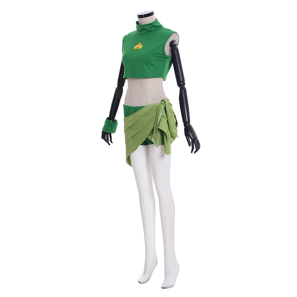 Total Drama Island Anime Izzy Cosplay Costume Women Sexy Green Crop Top Shorts with Skirts Halloween Comic Con Uniform Suit