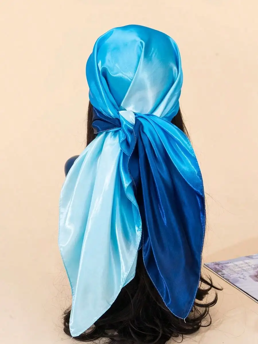 

1pc Women's 90cm Silk-Like Square Scarf With Bandana Print, Fashion Versatile Headband, Neck Scarf, And Hair Wrap,