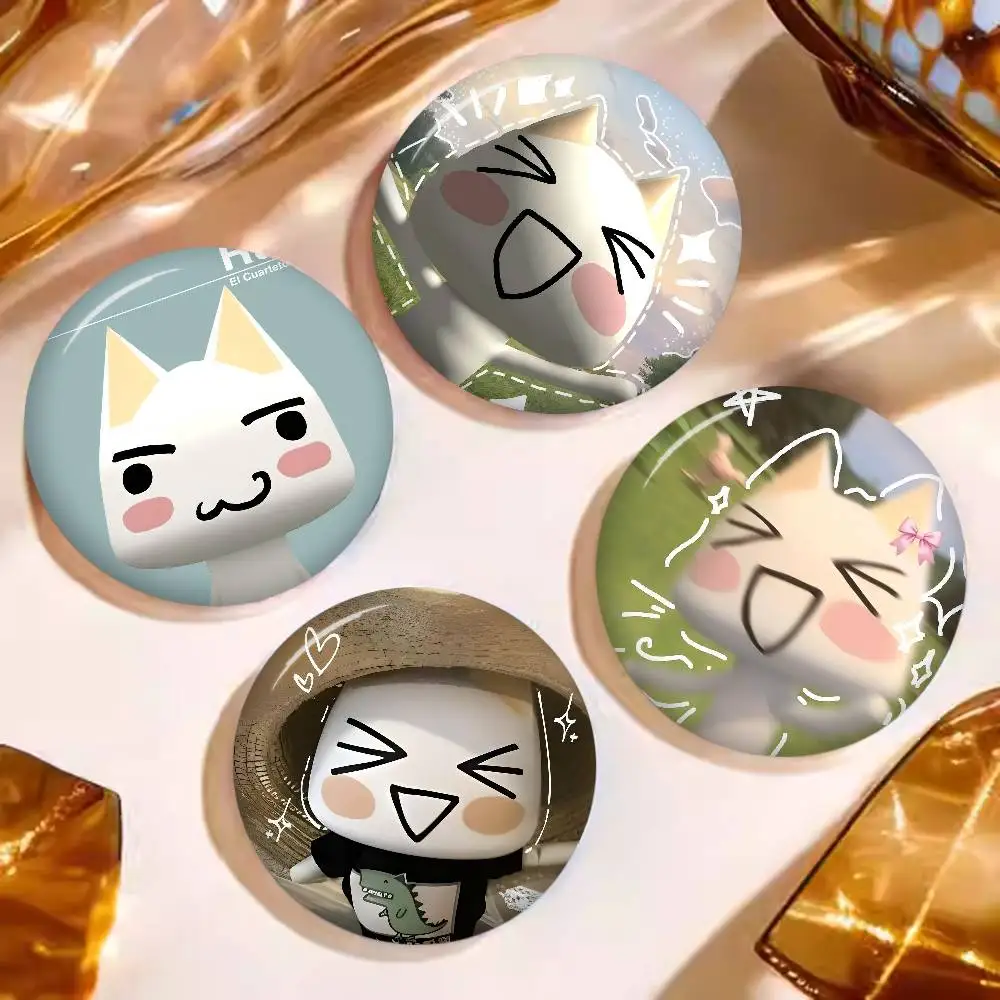 INS Cute Toro Inoue Cat Creative Pins Funny Faces Round Snap-in Brooch Badge Backpack Hat Accessories Jewelry Gifts