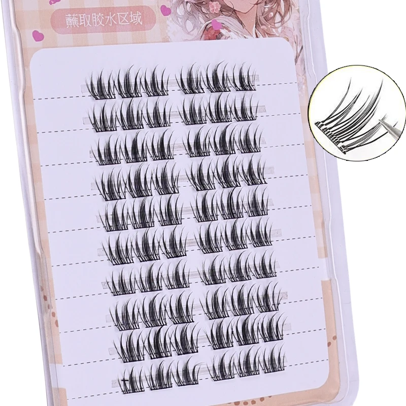 애니메이션 만화 스타일 분할 속눈썹 - 스트립 10개/박스 6개 클러스터 각각 |   DIY 클러스터 인조 속눈썹 자연스러운 모습