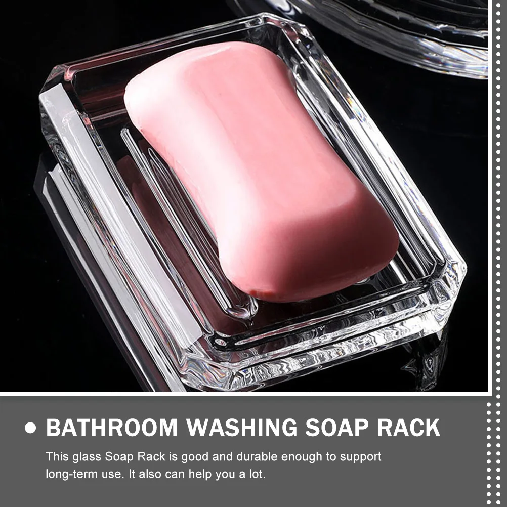 

2Pcs Simple Soap Tray Clear Glass Soap Box for Bathroom Sink Storage Holder Sponges and Soaps Compact Design Home Decoration