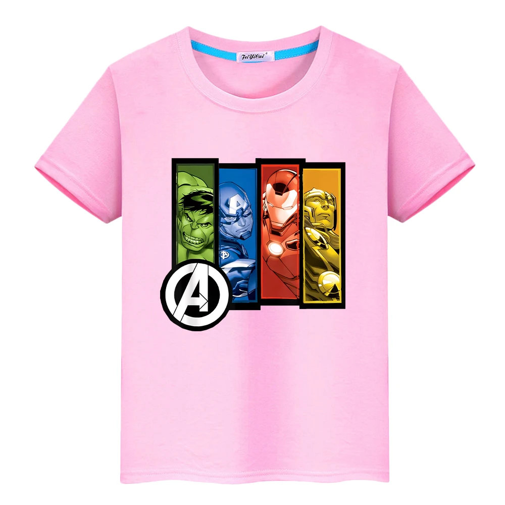 Marvel Anime 100%Cotton t shirt for kids boy 10year Short pride tshirt Superman Tees Cute Tops y2k one piece kids clothes girls