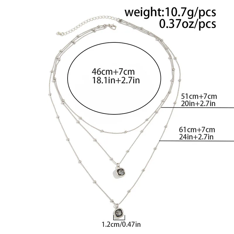 Trendy Multi-Layer Acrylic Square Pendant Necklace for Women