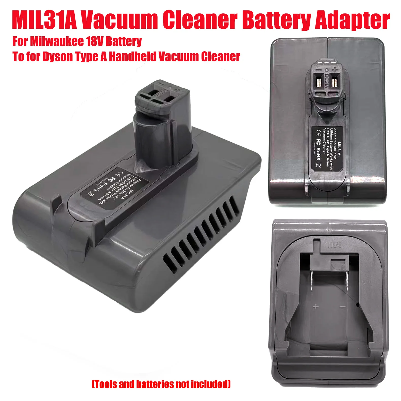 

HAKSINKY MIL31A Vacuum Cleaner Battery Adapter for Milwaukee 18V Li-ion Battery Convert To Work for Dyson Type A Vacuum Cleaner