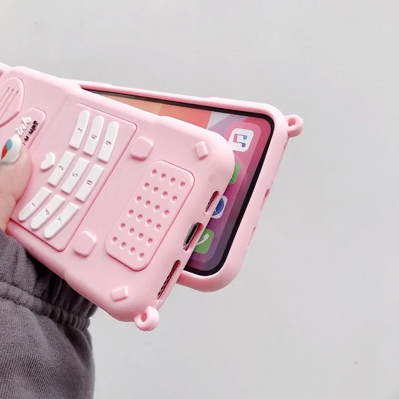 Cute Pink Love Heart Kid Girl Gift Phone Case for IPhone 15 11 13 14 Pro Max 12 Mini XR XS X 7 8 Plus Soft Silicone Back Cover