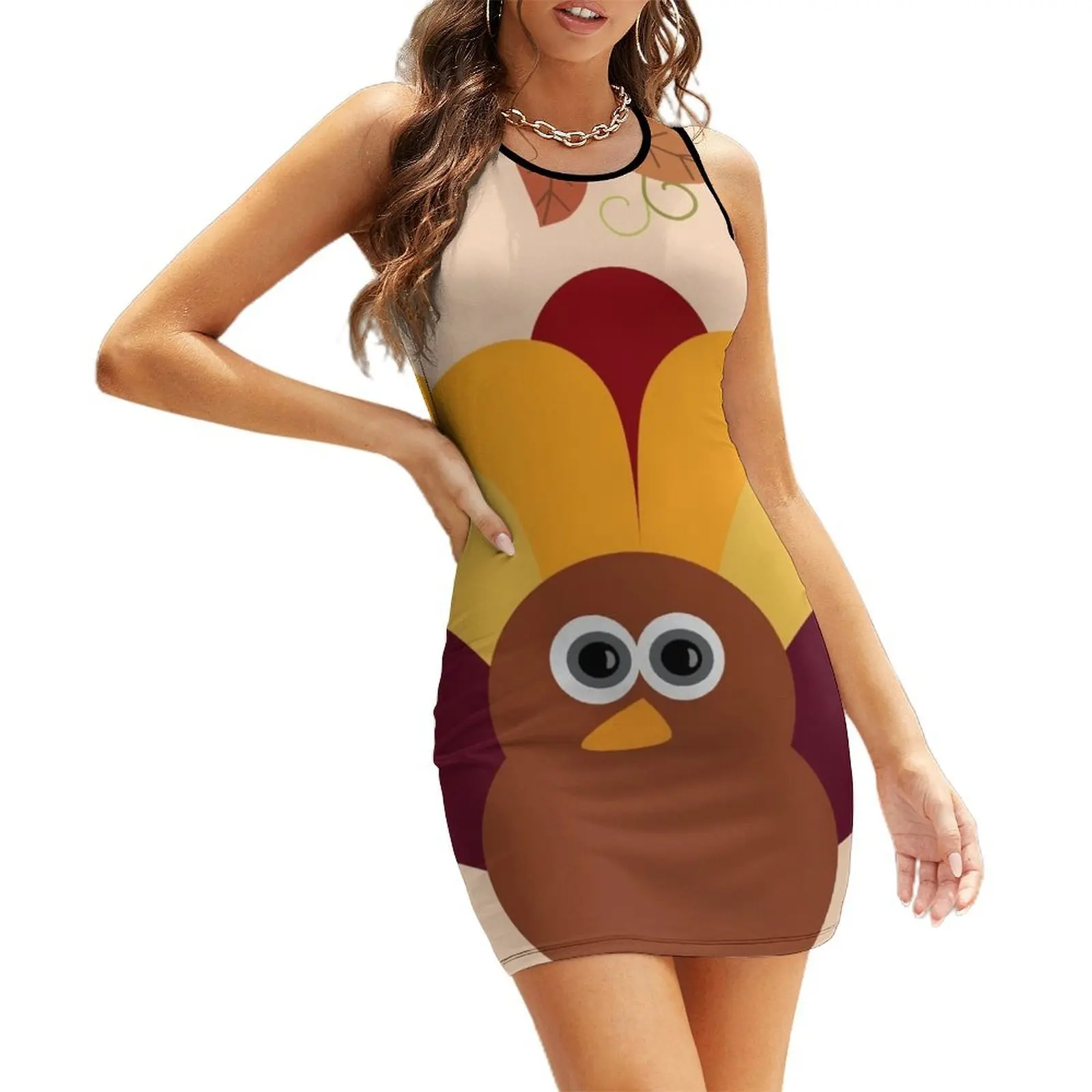 

Thanksgiving Turkey Sleeveless Sundress dresses summer Dance dresses womans clothing