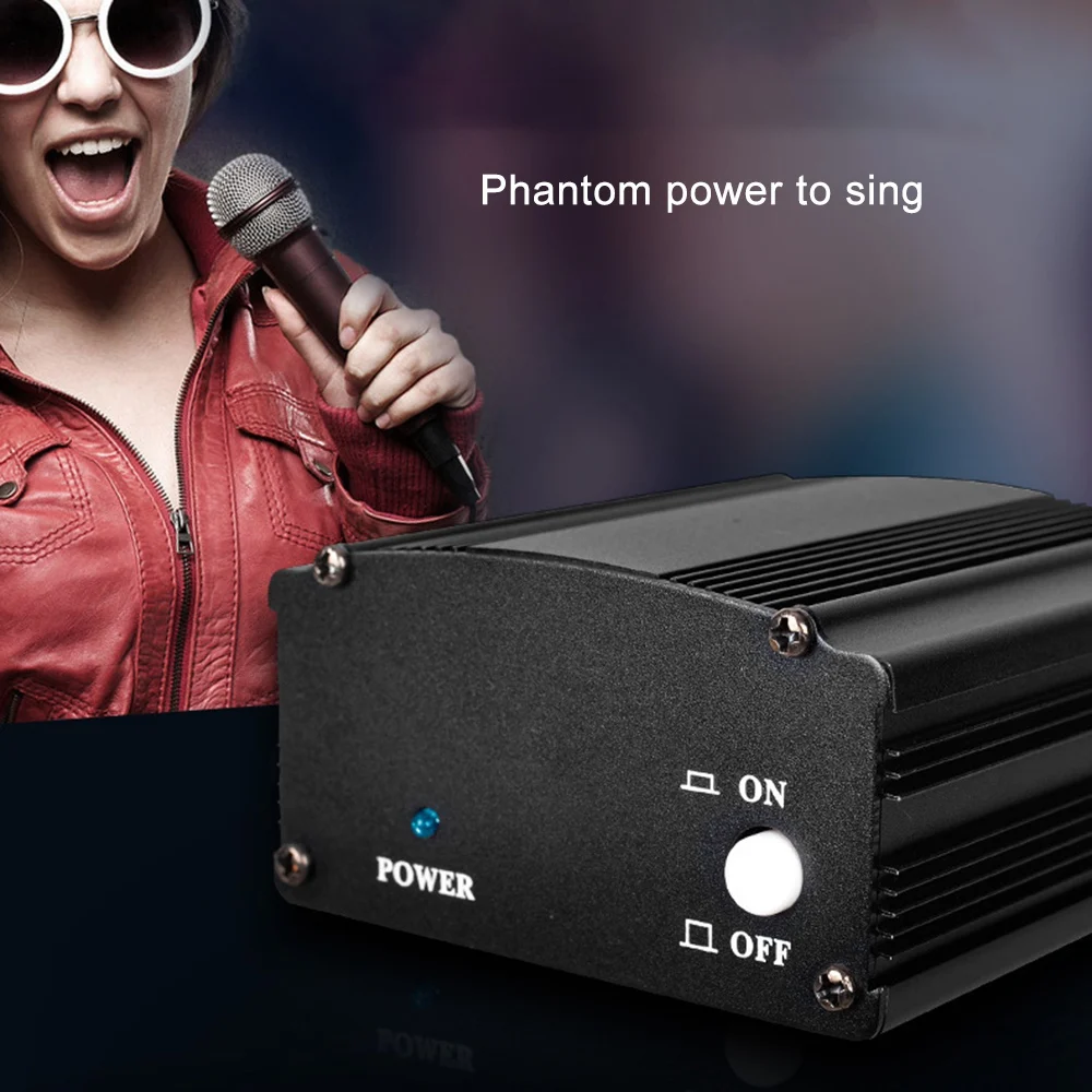 Professional 48V Dc Phantom Power Supply Professional for Studio Recording Condenser Microphone Computer-US Plug jasmine