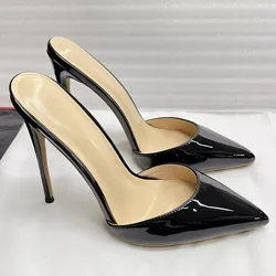 Pointed Toe 8/10/12 cm High Heel Mule for Women with a Distinctive Style, Wearing Ultra High Heel Half Slippers Externally