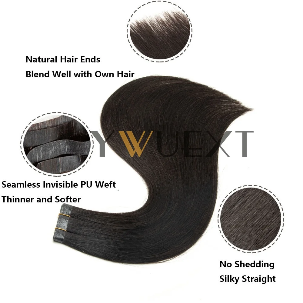 حزم شعر طويلة من جلد البولي يوريثان 12-20 بوصة ينسج الشعر يسلط الضوء على لحمة شعر بشري لعذراء بني داكن للنساء بدون شريط على