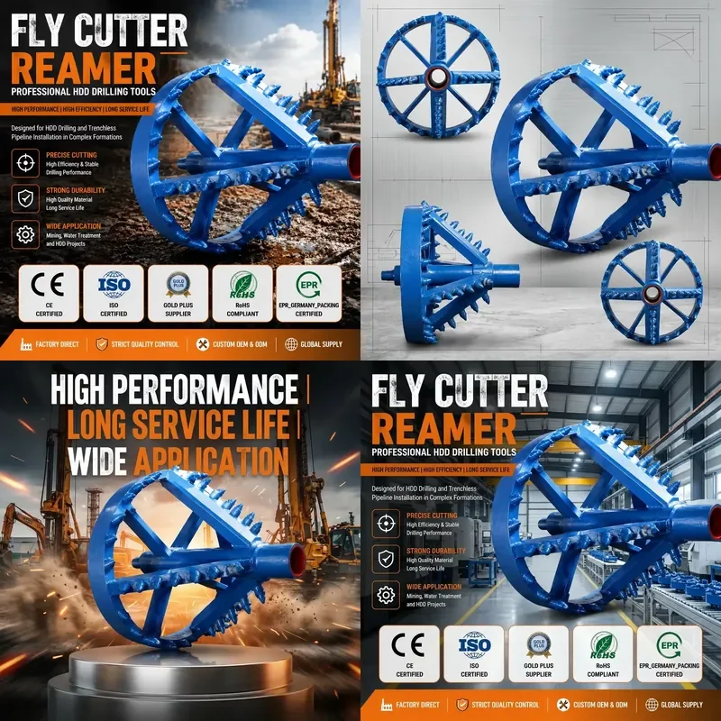 Horizontal Directional Drilling HDD Reamer, Fly Cutter for Pilot Hole Expansion, Custom Sizes, Heavy Drill Accessories