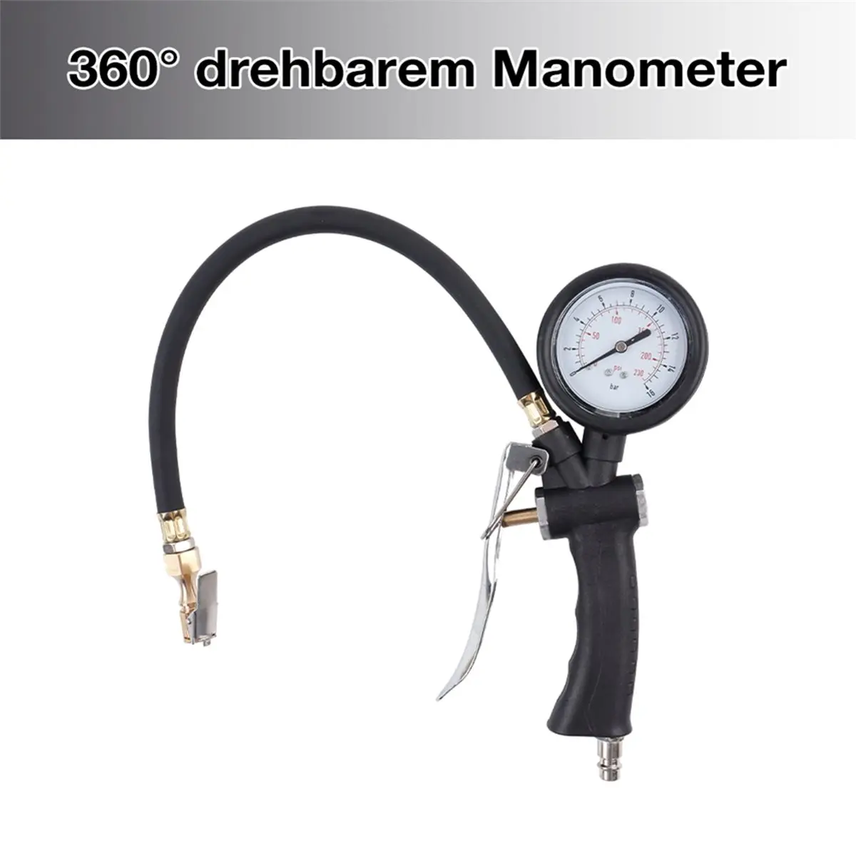 828 Mega Sale Professional Tire Pressure Gun with Inflator Nozzle, 0-230psi for Inflating and Checking Car and Motorcycle Tires