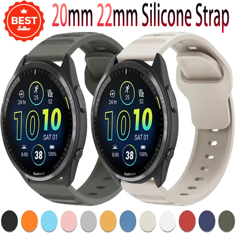 20 مللي متر 22 مللي متر سيليكون حزام ل Garmin Forerunner 965 955 265 255 165 55 تنفس سوار مريح ل Garmin Venu 3 2 Correa