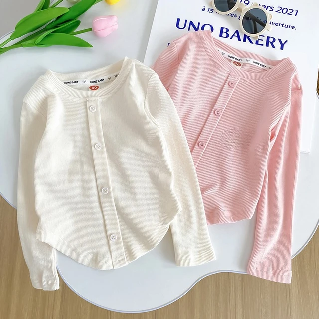 2-10Y filles chemise printemps automne nouveaux enfants à manches longues T-shirt couleur unie à la mode bébé minceur hauts filles chemises de Base 1