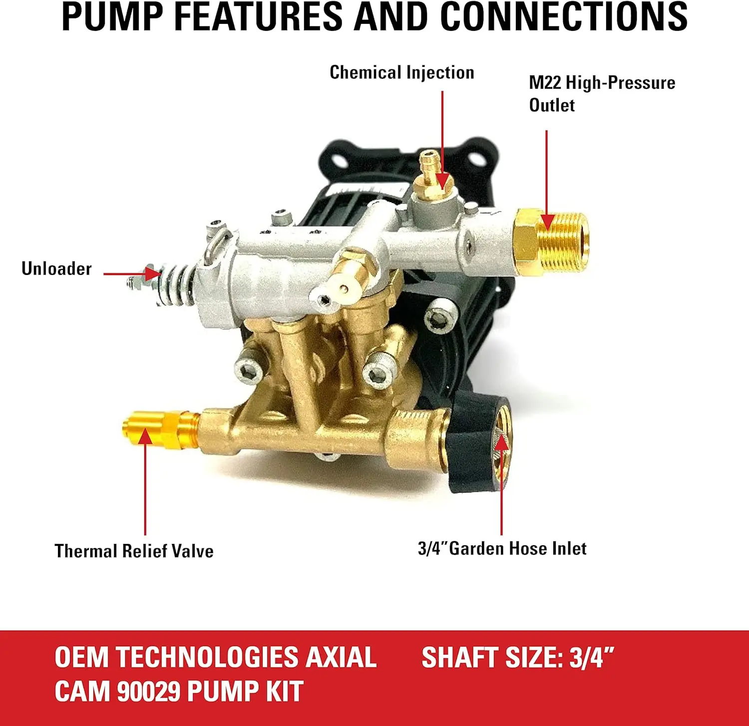 OEM Technologies 90029 Replacement Pressure Washer Pump Kit, 3400 PSI, 2.5 GPM, 3/4